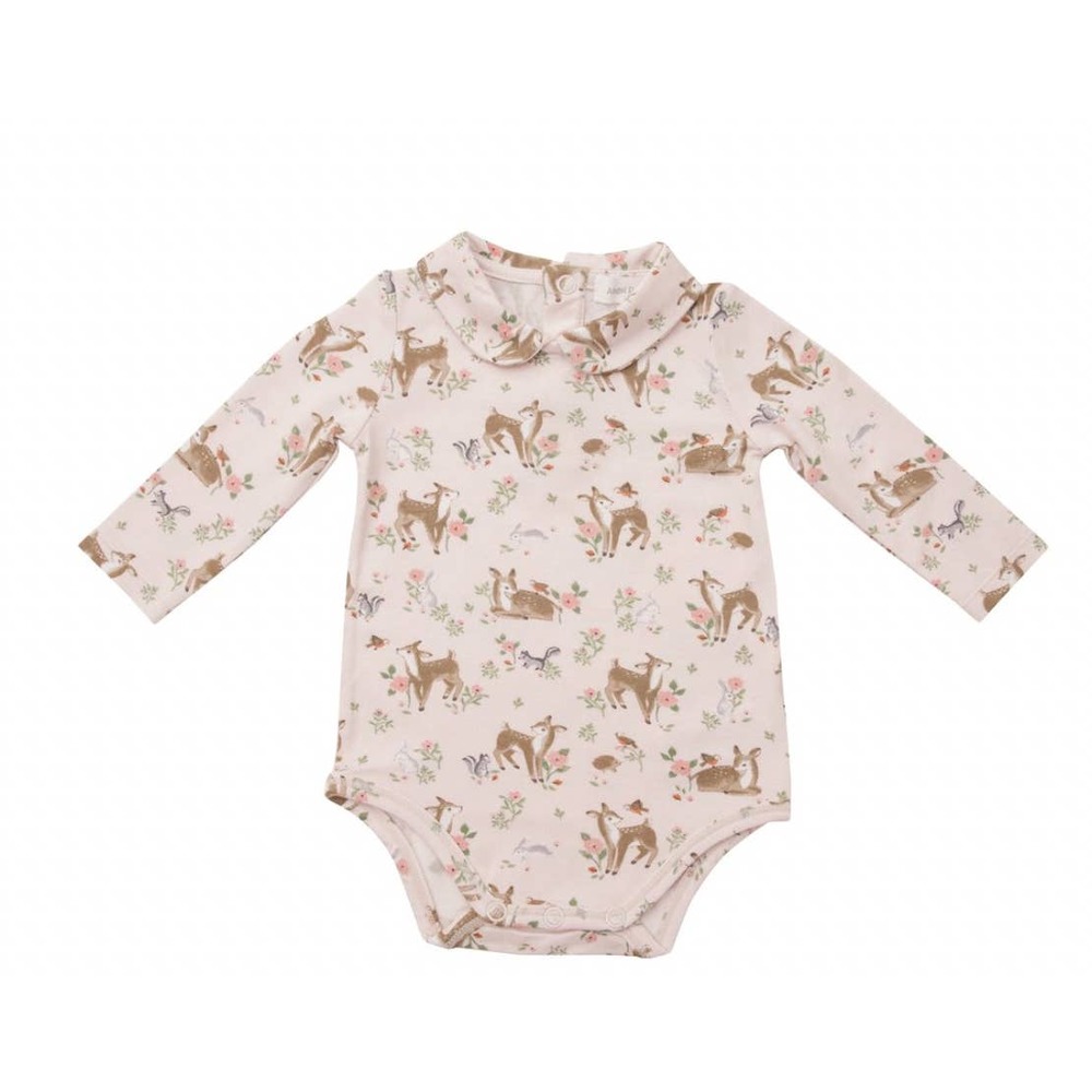 Angel Dear 18/24M Pink Woodland Animals Peter Pan Collar Bodysuit